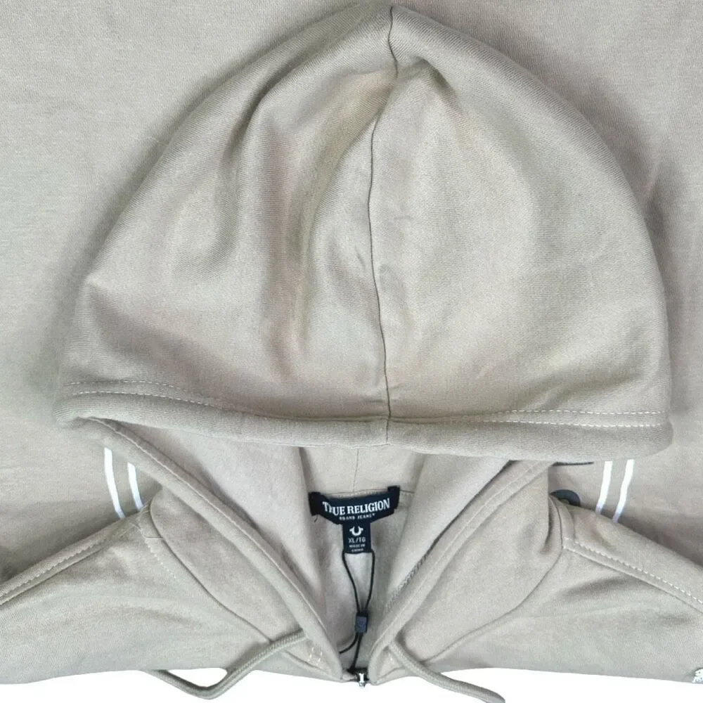 True Religion Buddha Logo Seal Full Zip Hoodie - Size XL - Travertine